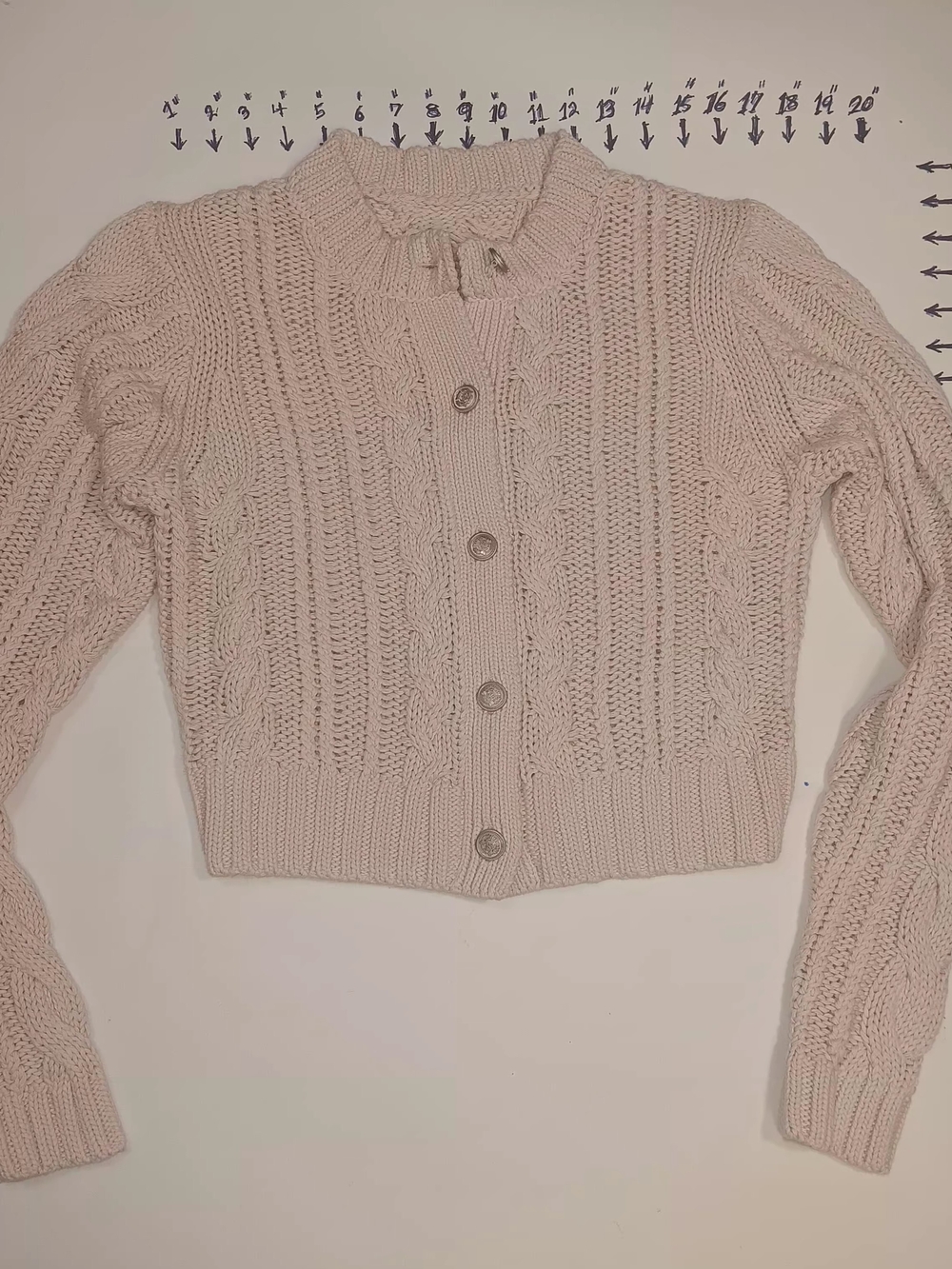 Classic Cream Cable Knit Button-Up Sweater Cardigan - ( Sample )